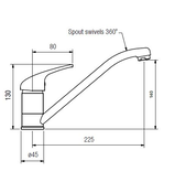 RAM LEVER MIXER RASLSSMCP ELAN SLIMLINE 35X220MM